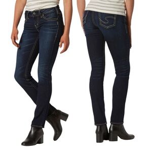 Silver Jeans Suki Curvy Mid Rise Straight Leg Dark Indigo Size 27